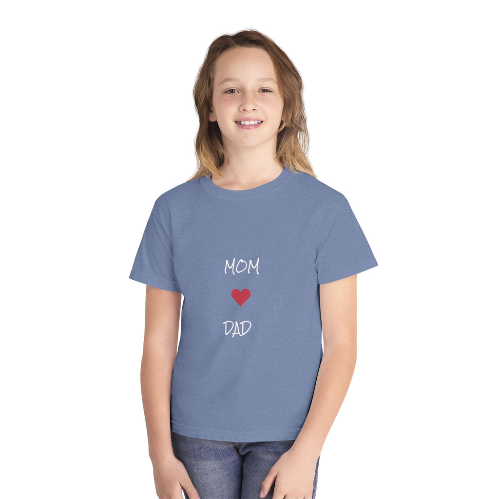 Mom & Dad Love Youth Tee, Kids Shirt, Family Gift, Cute Apparel, Birthday Present, Celebration Shirt