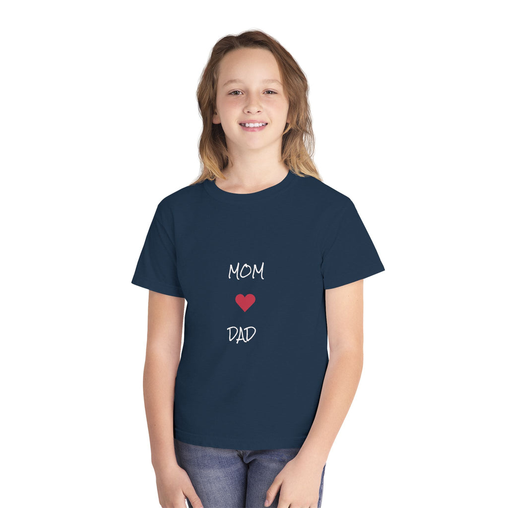 Mom & Dad Love Youth Tee, Kids Shirt, Family Gift, Cute Apparel, Birthday Present, Celebration Shirt