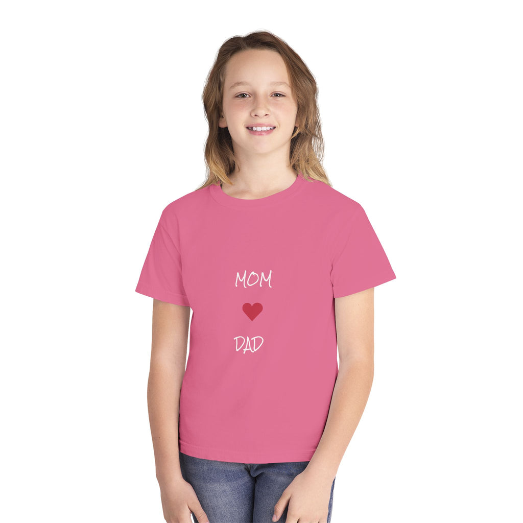 Mom & Dad Love Youth Tee, Kids Shirt, Family Gift, Cute Apparel, Birthday Present, Celebration Shirt