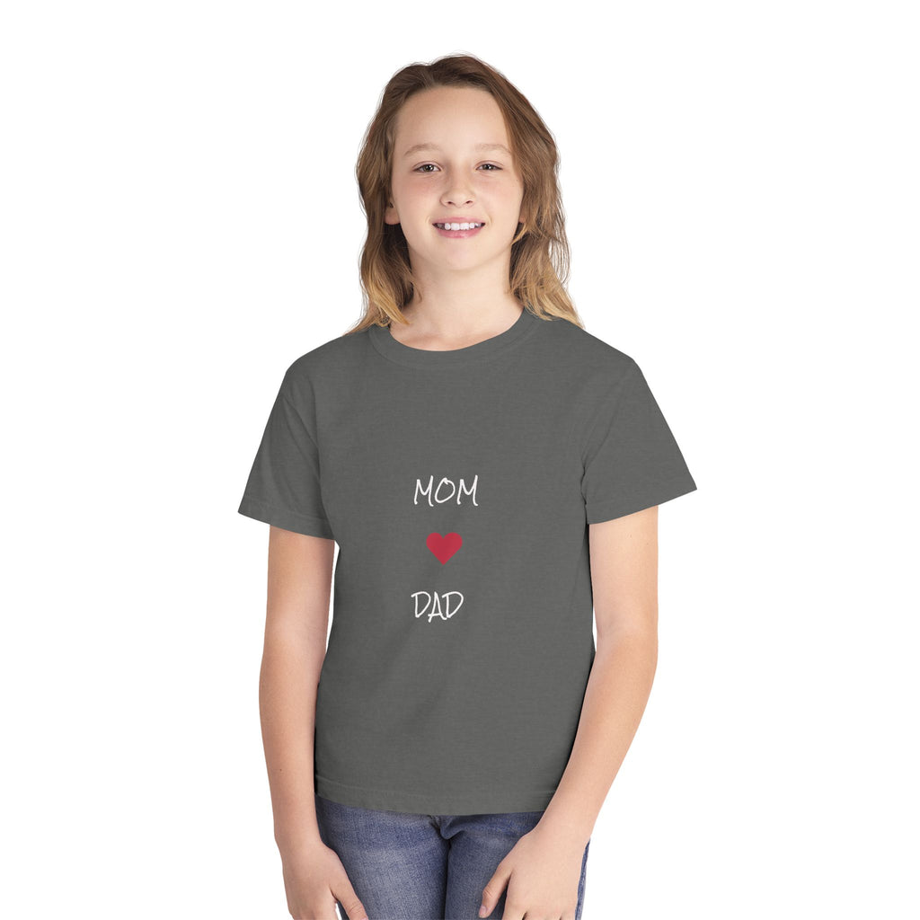 Mom & Dad Love Youth Tee, Kids Shirt, Family Gift, Cute Apparel, Birthday Present, Celebration Shirt