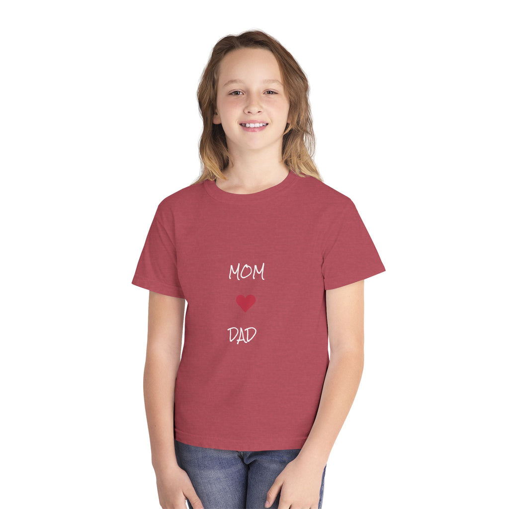 Mom & Dad Love Youth Tee, Kids Shirt, Family Gift, Cute Apparel, Birthday Present, Celebration Shirt