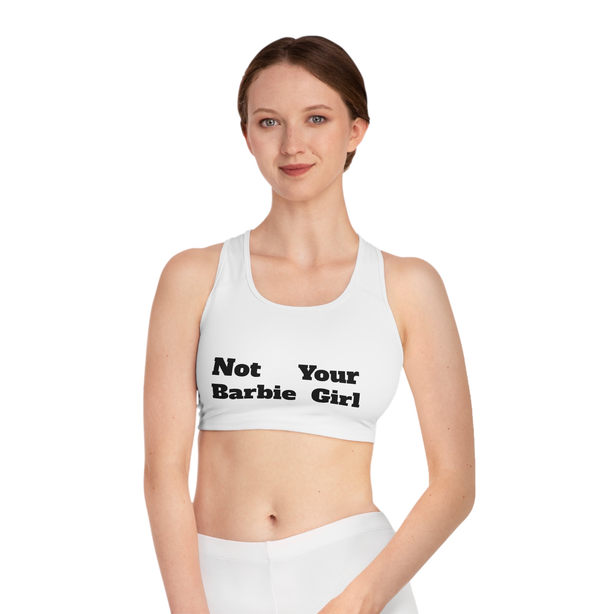 Chic Sports Bra: Not Your Barbie Girl, Workout Top, Fitness Apparel, Gym Wear, Active Lifestyle, Gifts for Her