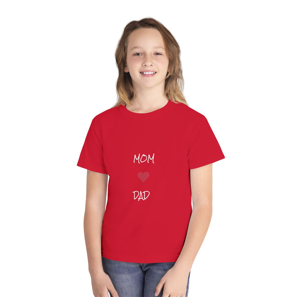 Mom & Dad Love Youth Tee, Kids Shirt, Family Gift, Cute Apparel, Birthday Present, Celebration Shirt